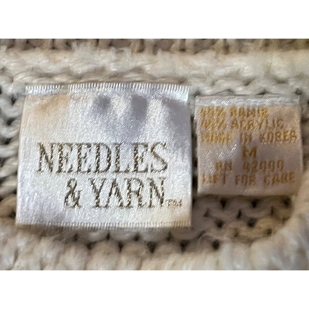 Vintage 90s Needles & Yarn Sweater Womens M Patchwork Floral Knit Korea - Picture 8 of 16